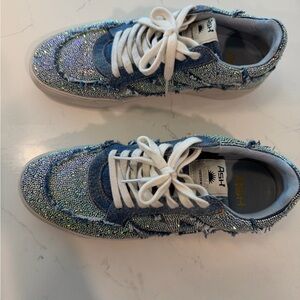 Ash Women's Sparkle Denim Blue and White Low-Top Sneakers